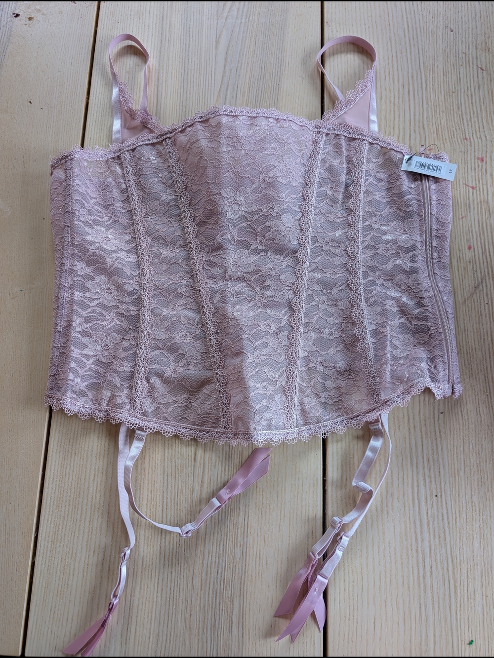 Adore Me Blush Lace Bustier with Garter Straps